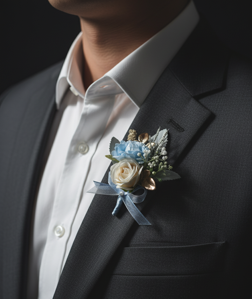 Frosted Elegance Boutonniere