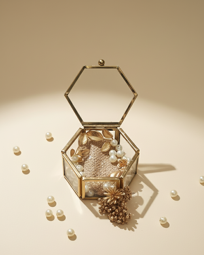 Gold promise ring holder