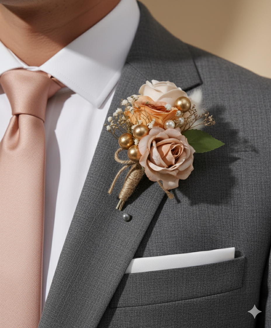 Handcrafted Elegant Wedding Boutonniere by JacHKriz Studio