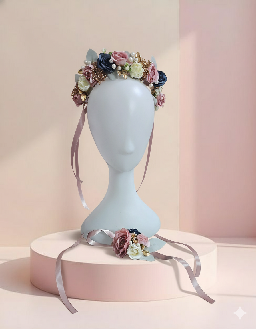 Romantic Pastel Floral Crown Headband for Flower Girl, Maternity & Baby Photoshoot
